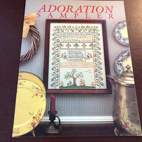 Just Cross Stitch, Adoration Sampler, Vintage 1988, Cross Stitch Chart