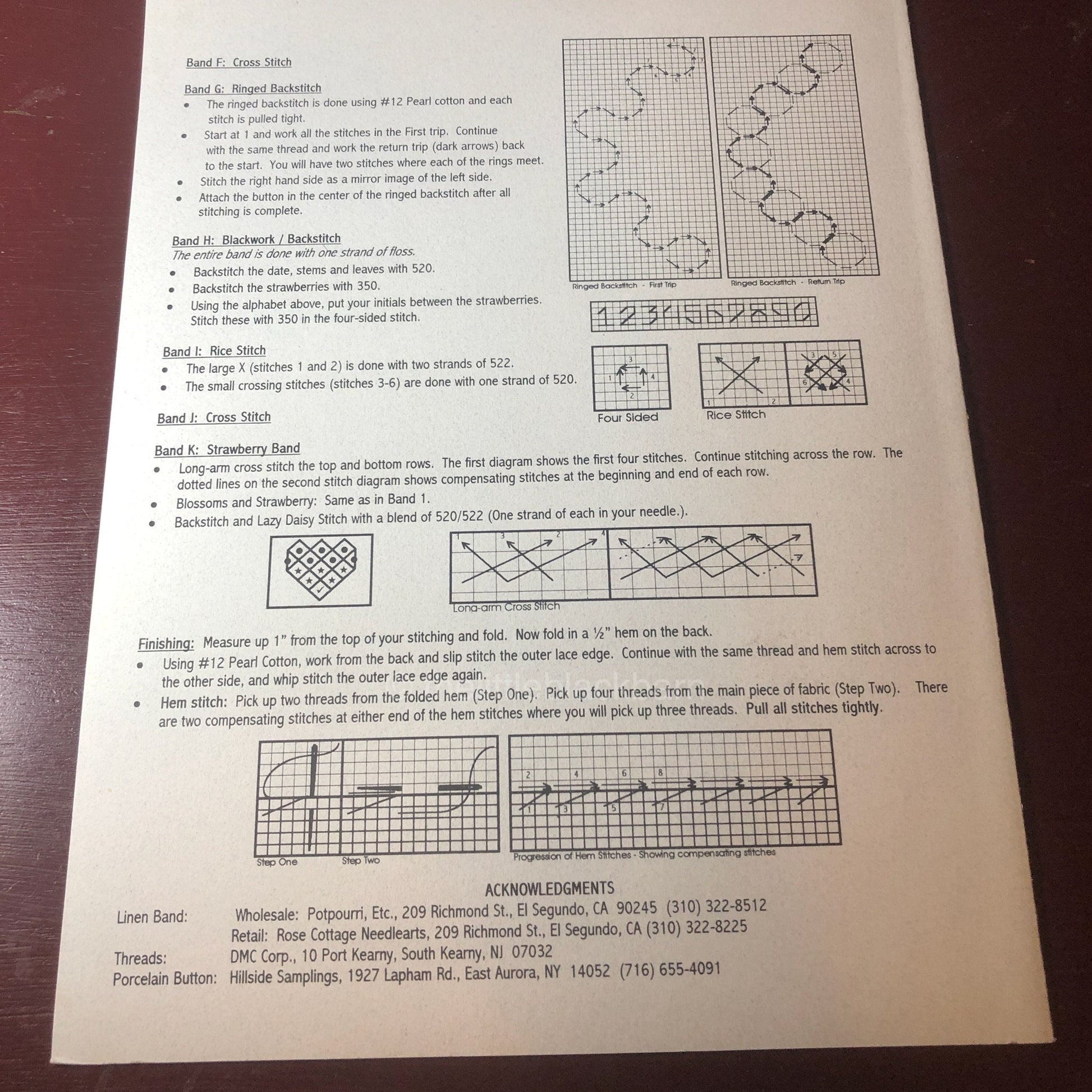 Strawberry Band Sampler, Hillside Samplings, Lesley Rudnicki, Vintage 1997, Counted Cross Stitch*