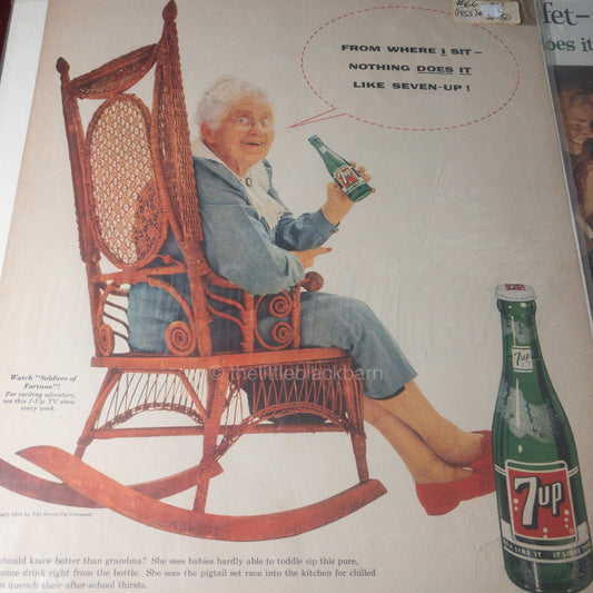 Nice Pair of Vintage 7UP Advertisements 1955 and 1957, Great Advertising Art Collectibles*