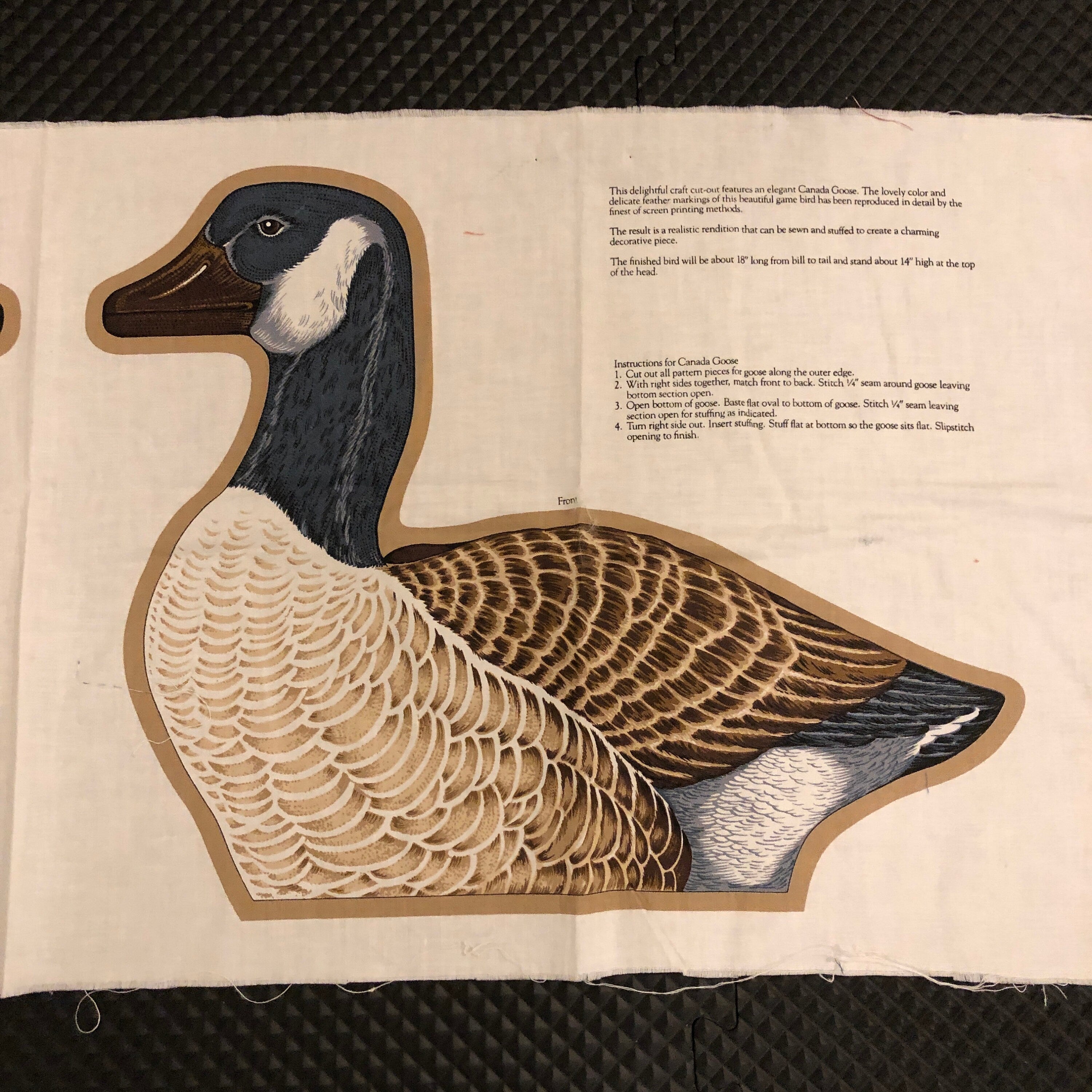 Canadian Goose, Ready to Assemble, Vintage Fabric Panel