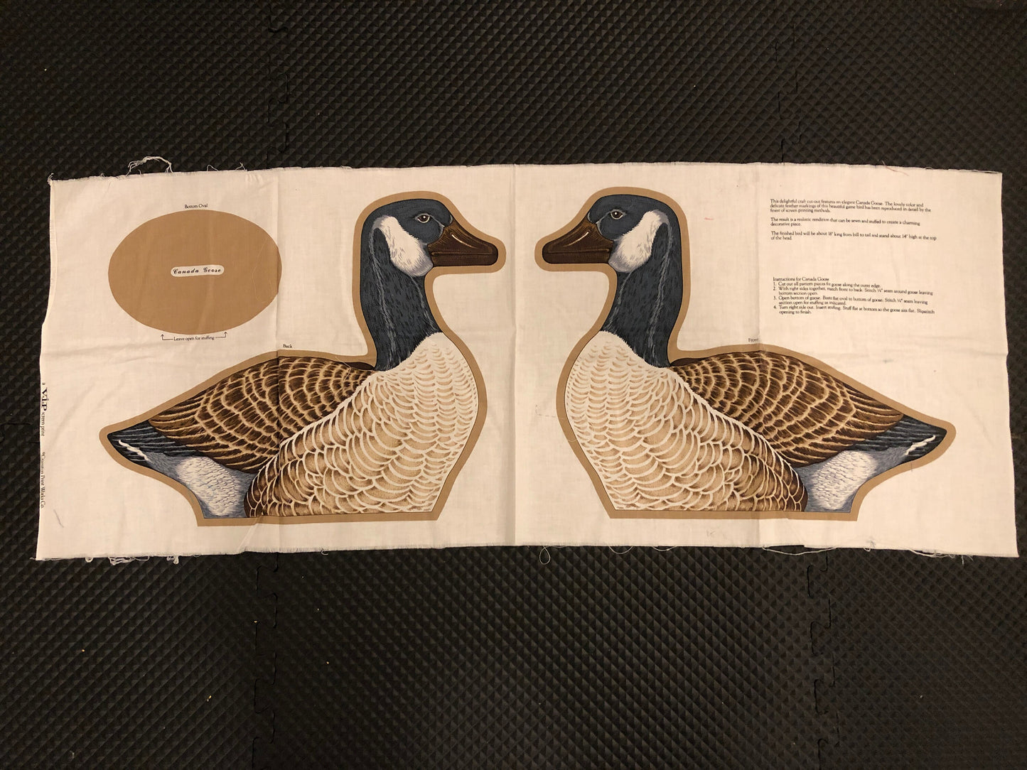 Canadian Goose, Ready to Assemble, Vintage Fabric Panel