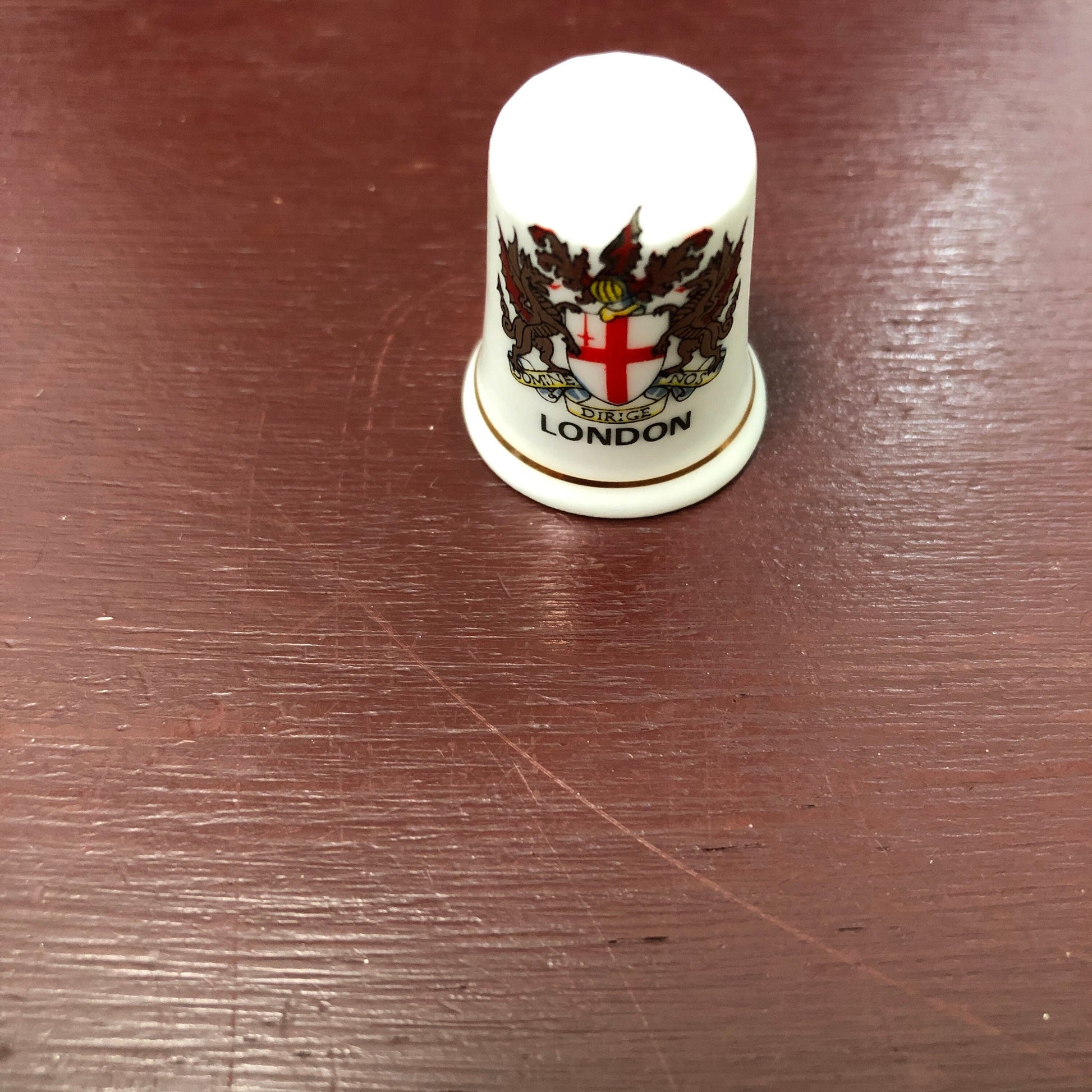 London with Royal Crest, Bone China, British Made, Porcelain Sewing Thimble, Vintage Collectible