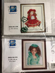 Vervaco, Set of Two (2) nice patterns, Girl in, Green Dress 30.978, Red Cowboy Outfit 85.508 Cross Stitch patterns