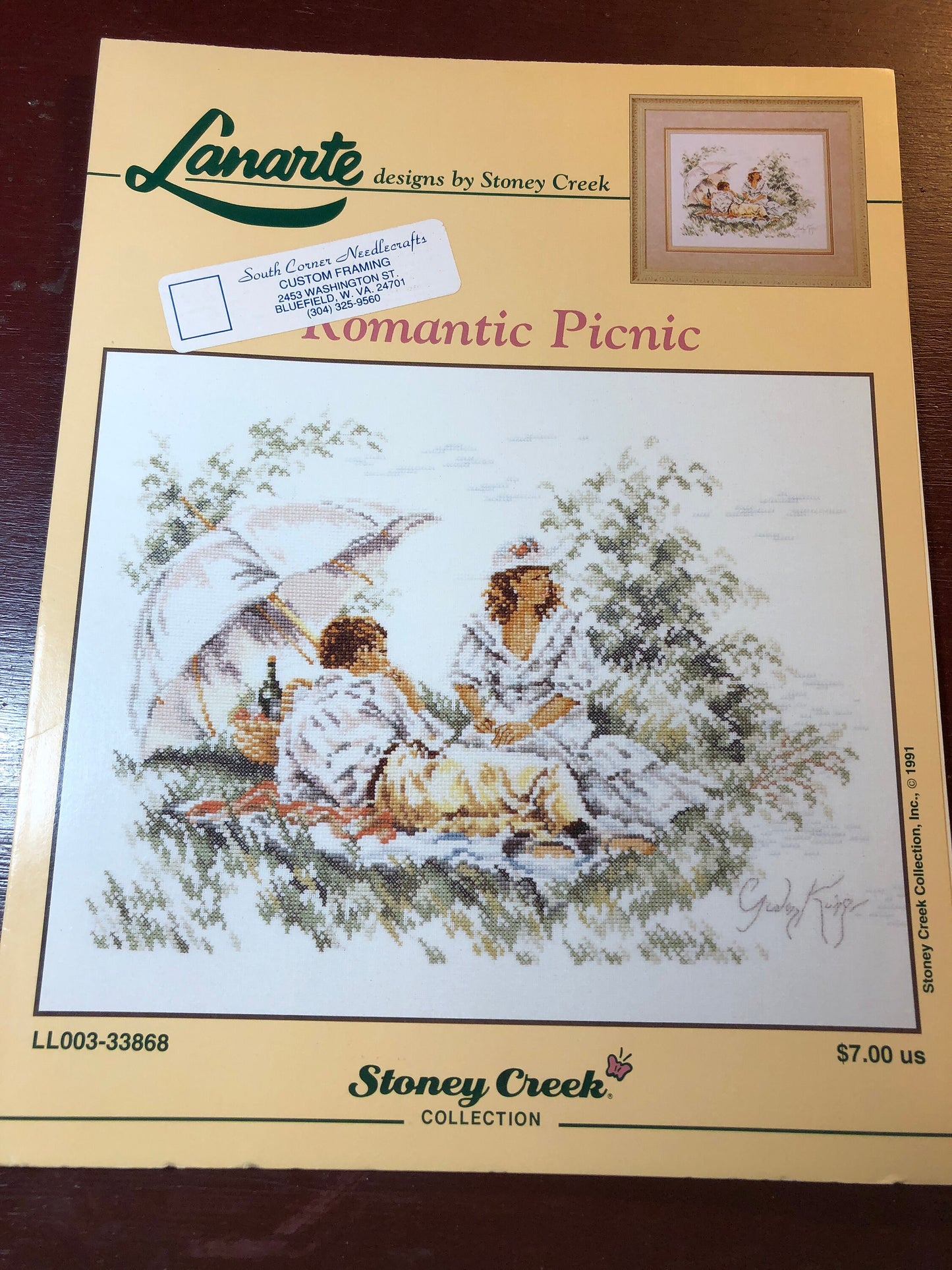 Lanarte Designs, by Stoney Creek, Romantic Picnic, Vintage 1991, Counted Cross Stitch Chart