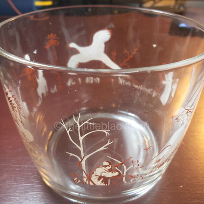 Ringneck Fowl Hunting Motif, Vintage Glass Bowl