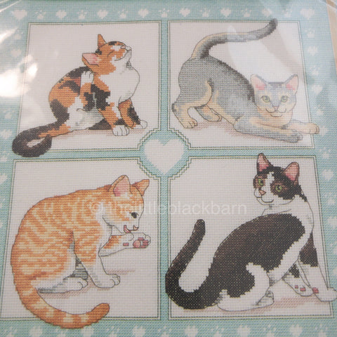 Dimensions, Feline Foursome, Vintage 1991, Counted Cross Stitch Kit