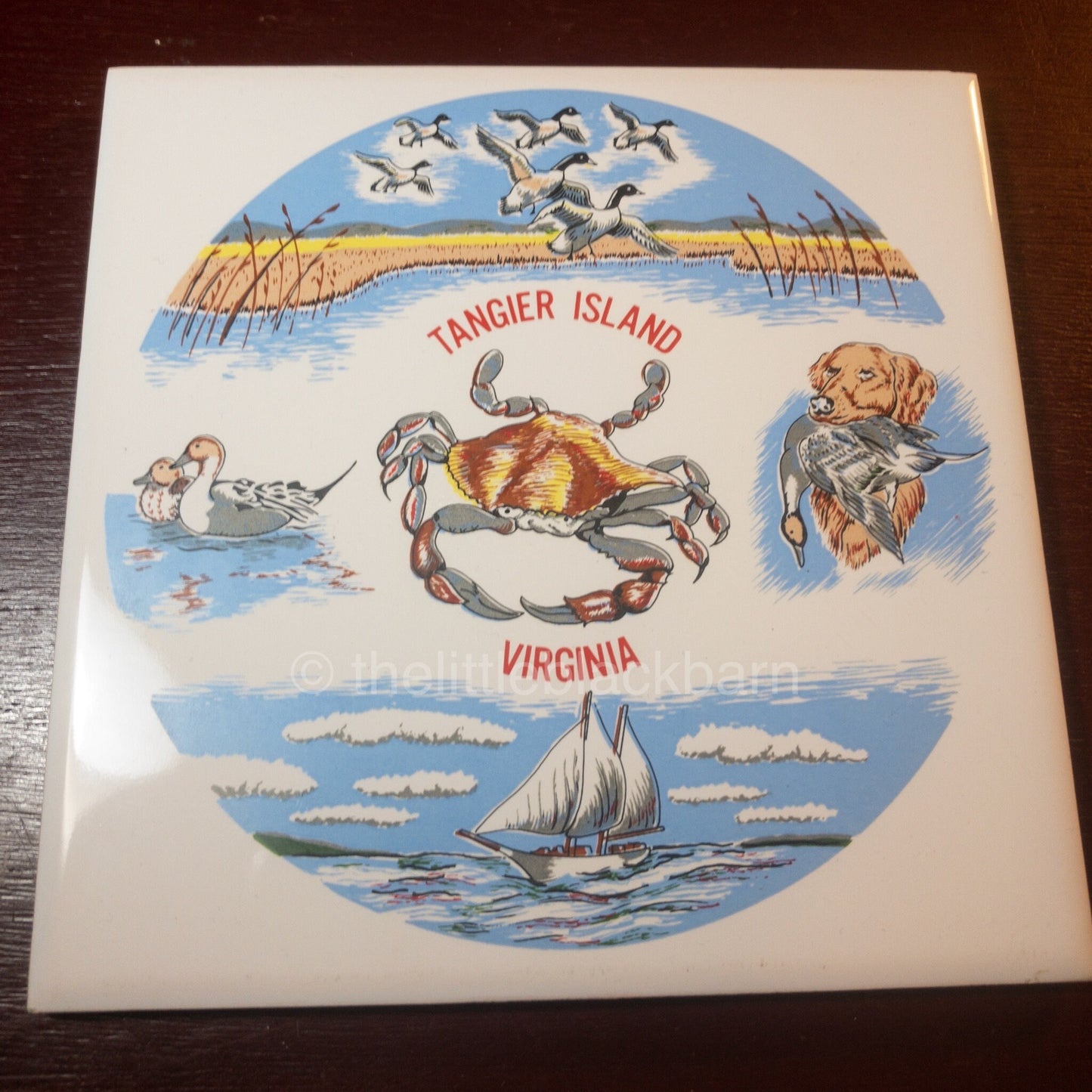 Tangier Island Virginia, Vintage 1995 Tile Trivet, Depicting Life in the Bay*