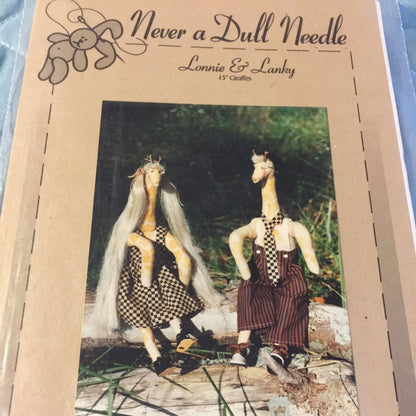 Rare and Vintage Never a Dull Needle Lonnie & Lanky 15 " giraffe pattern by Jo Gummere