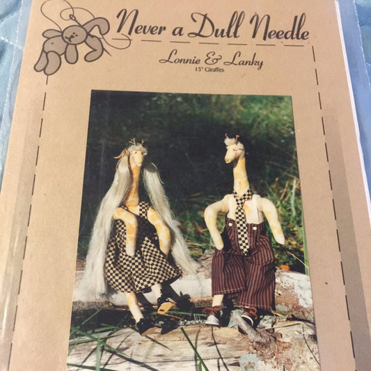 Rare and Vintage Never a Dull Needle Lonnie & Lanky 15 " giraffe pattern by Jo Gummere