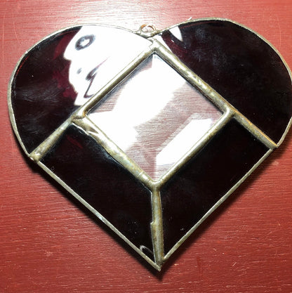 Stained Glass Heart, Vintage Collectible, Large Decoration/Ornament