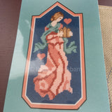 Girl Playing A Harp, Needlepoint Kit By Ellen Franklin, Design Size 3 by 5 Inches*