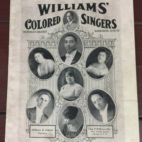 Williams' Colored Singers The World's Greatest Harmonizing Octette, Vintage very rare edition