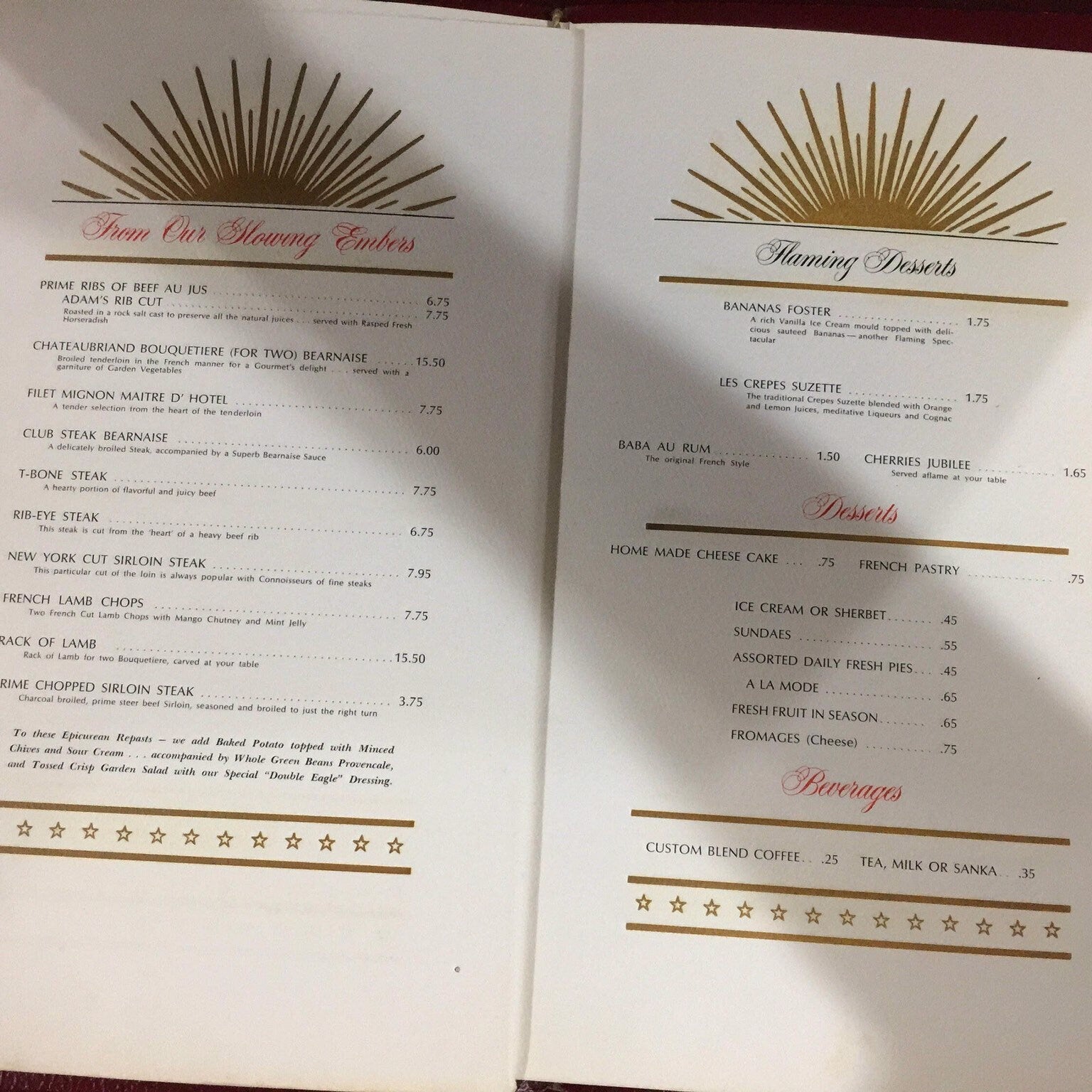 The Double Eagle Vintage Collectible Menu Very hard to find