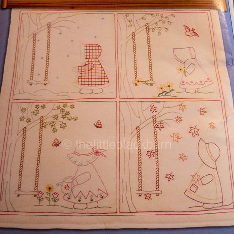 JDNA Wall Quilt Sunbonnet Seasons Ready To Embroider Printed Fabric
