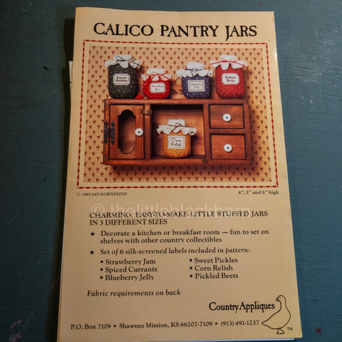 Country Appliques, Calico Pantry Jars, Vintage 1985, Silk Screen Labels