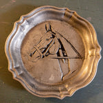 Pewter Mini Plate Depicting Horse Head Vintage Collectible