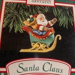 Hallmark,Santa and Reindeer, Santa Claus Sled, Dated 1992, Keepsake Ornament, XPR9739*