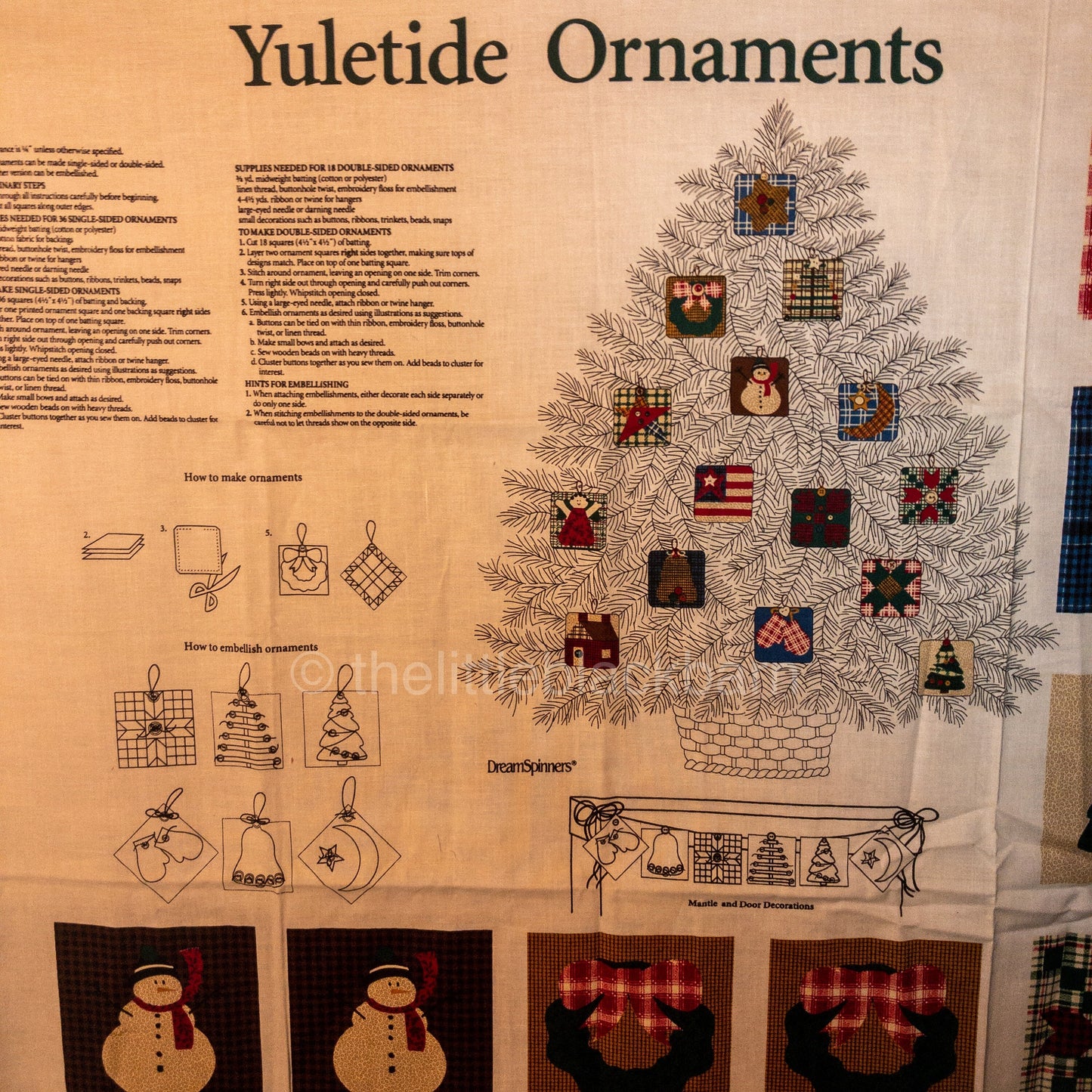 Dream Spinners, Yuletide Ornaments, Fabric Panel, Makes 18 Double Sided Ornaments