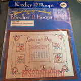 Needles 'n Hoops, Perpetual Calendar, No 151, Vintage Counted Cross Stitch Kit
