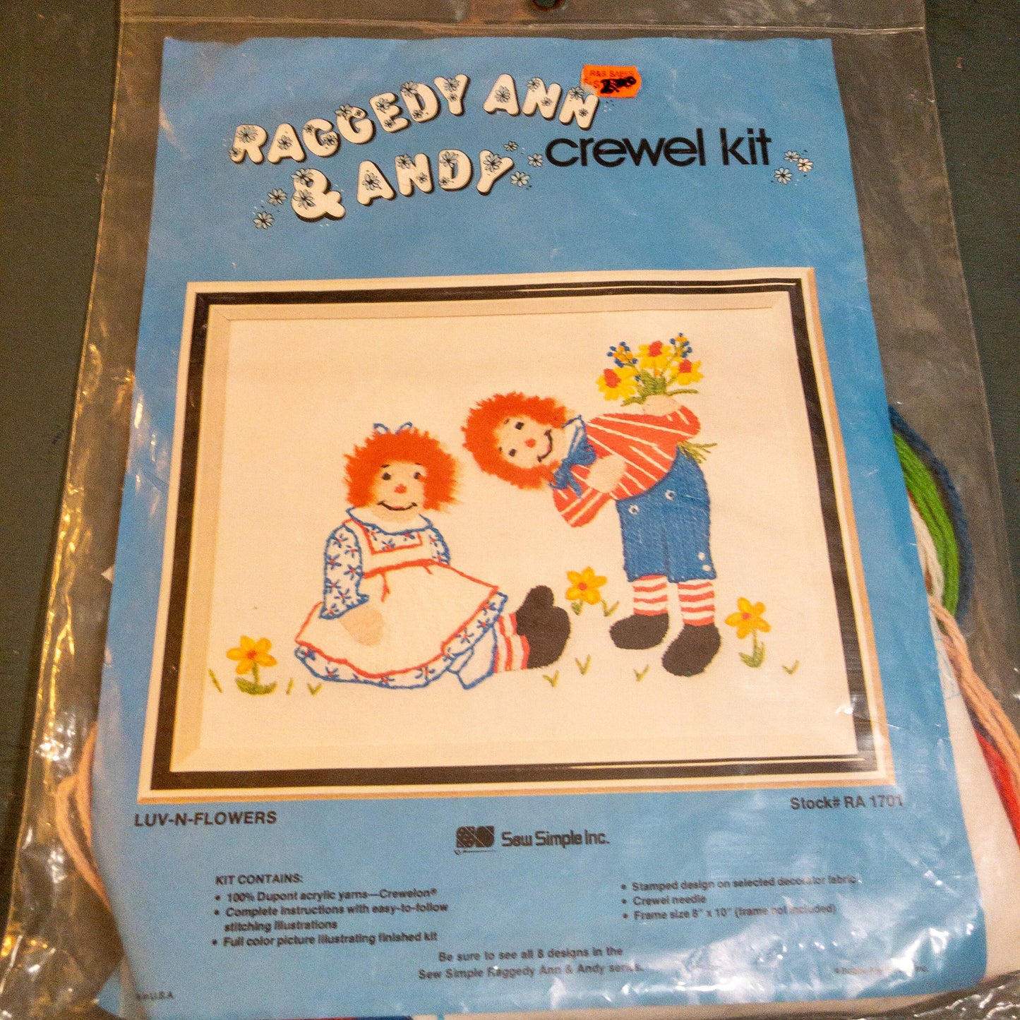 Raggedy Ann & Andy, Luv-N-Flowers, Crewel Kit, Sew Simple Inc.