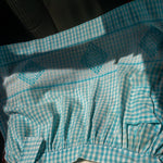 Apron, Beautiful Vintage Aqua & White Checked with Hand Embroidery