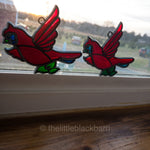 Stained Glass Pair of Red Birds/Cardinals, Vintage Ornaments