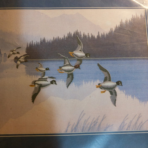 Needle Treasures, Ducks in Flight, Colored Stamped Fabric, Crewel Kit
