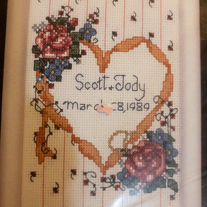 Gallery of Stitches by Bucilla, Wedding Sampler, Vintage Counted Cross Stitch Kit, 5 by 7 Inches