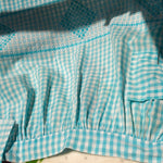 Apron, Beautiful Vintage Aqua & White Checked with Hand Embroidery