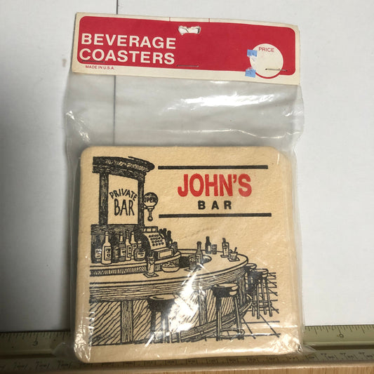 John's Bar, Private Bar, Pack of 6, Vintage Cardboard Coasters*