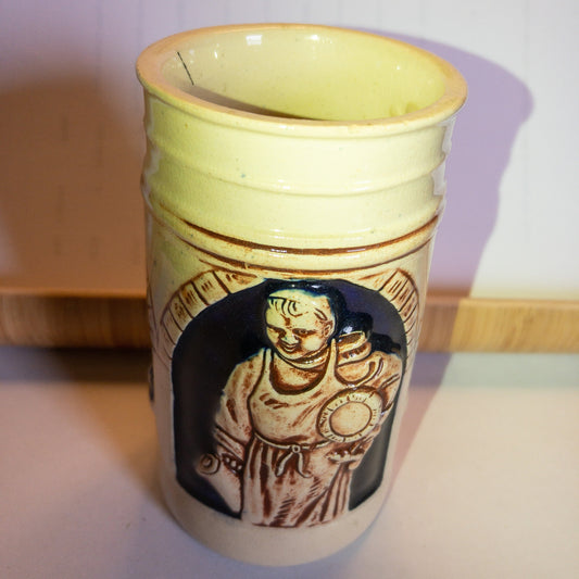 Small Stein Depicting Wine Making Press, Casks & Vintner, Made In Germany, Vintage