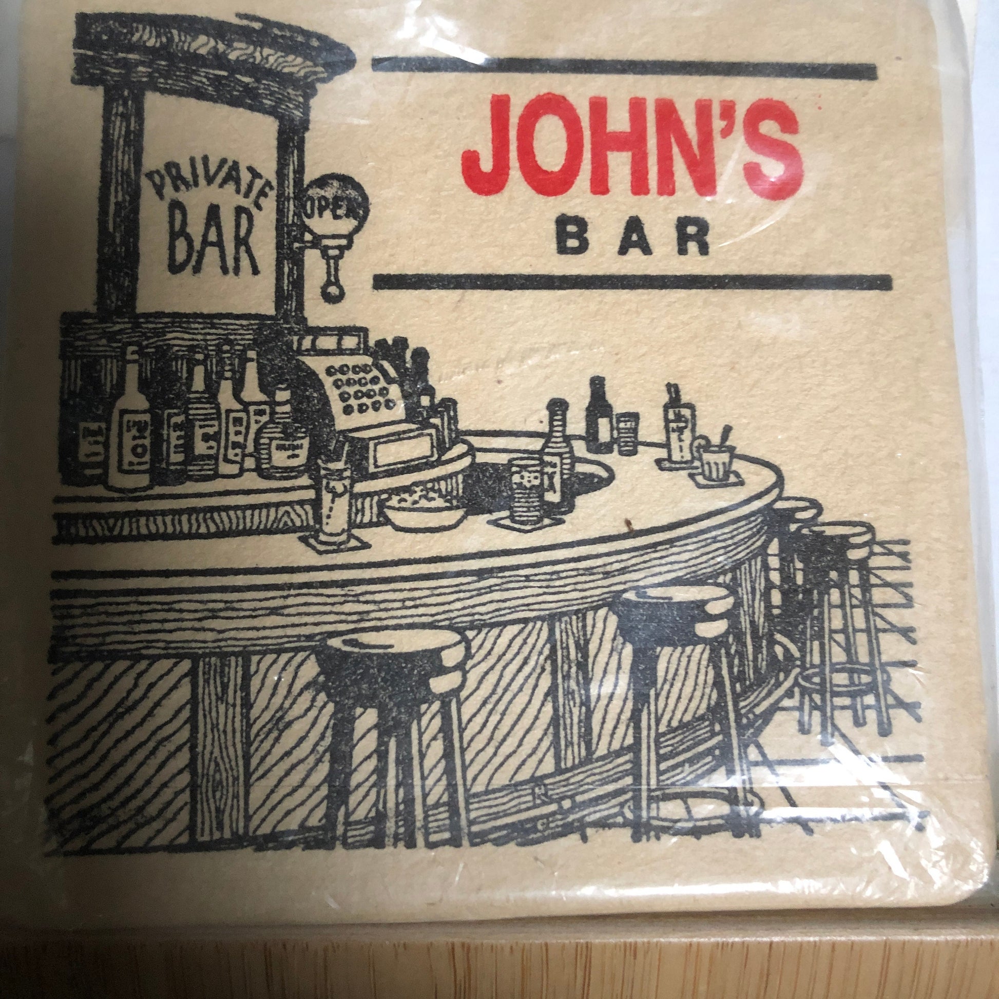 John's Bar, Private Bar, Pack of 6, Vintage Cardboard Coasters*