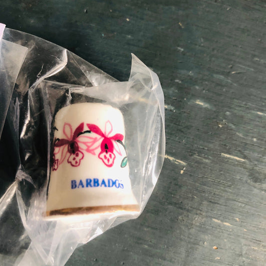 Barbados Thimble Vintage Collectible Porcelain Sewing Thimble