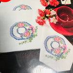 Bucilla, Tea Time Napkins, Vintage 1993, Stamped Cross Stitch Kit* *Set of 4 in Package,