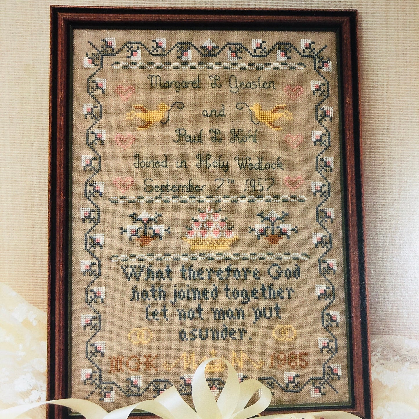 Margaret & Margaret, Wedding Sampler, Vintage 1985, Counted Cross Stitch Chart