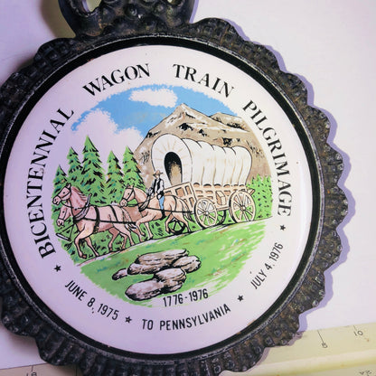 Pennsylvania, Bicentennial Wagon Train, 1976, Pilgrimage Ceramic tile/cast iron trivet