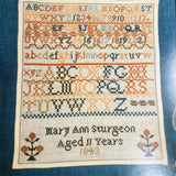 Canterbury Designs, Mary Ann Sturgeon Sampler, Vintage 1988, Counted Cross Stitch Chart Stitch Count 166 by 144