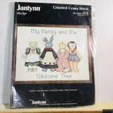 Janlynn, Alma Lynn,  My Family and Me, #40-68, Vintage 1987, Counted Cross Stitch Kit, 16 by 14 Inches*