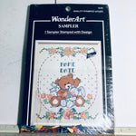 WonderArt Sampler, Bear & Bunny, 1 Sampler Stamped with Design, Cross Stitch