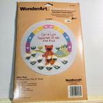 WonderArt, Baby Bear, Flowers in Bloom, Needlecraft, Vintage Counted Cross Stitch Kit