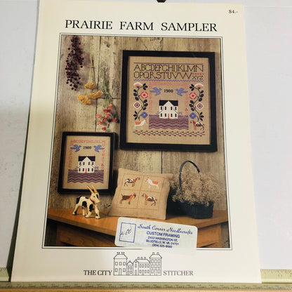 The City Stitcher, Set of 2, Prairie Farm, and Darning Samplers, Vintage 1988,1992, Counted Cross Stitch Charts*