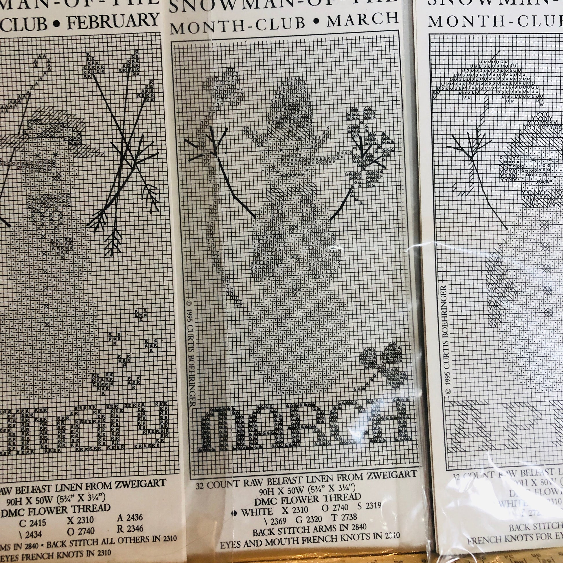 Curtis Boehringer, Choice Of Snowman Of The Month Club, Counted Cross Stitch Charts