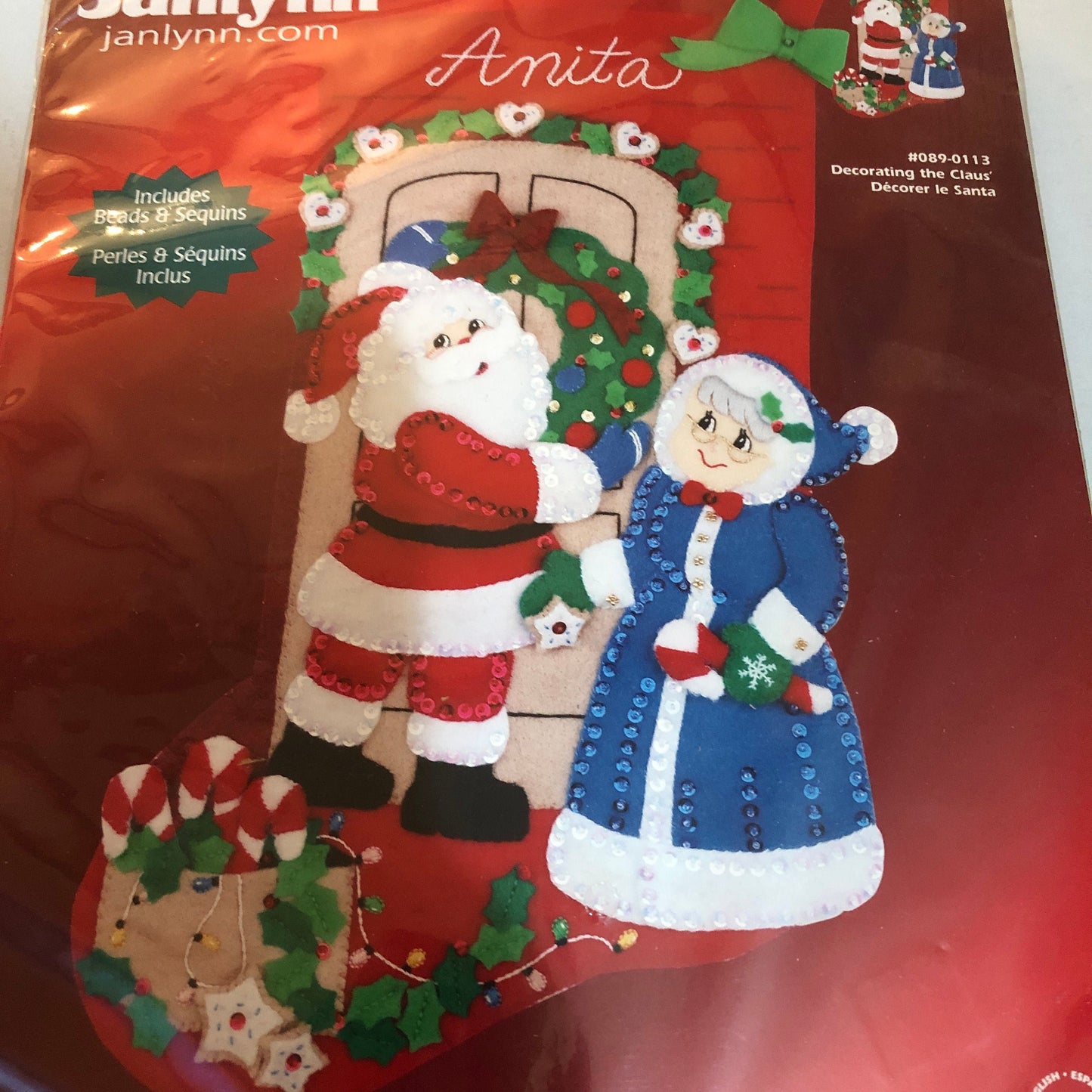 Janlynn, Decorating the Clause, 18 inch Stocking Felt Applique Kit