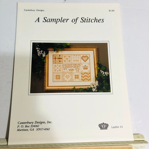 Canterbury, A Sampler of Stitches, Leaflet 45, Vintage 1996, Counted Cross Stitch Chart