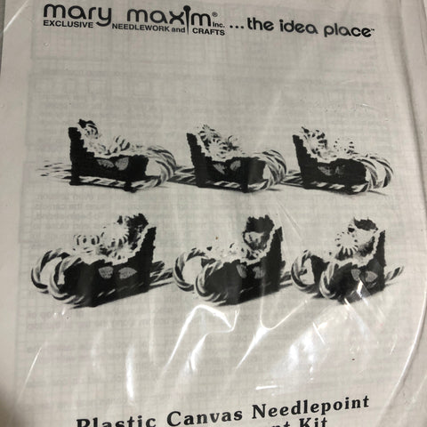 Mary Maxim, Sled Ornament Set Of 12, Vintage Plastic Canvas Kit*