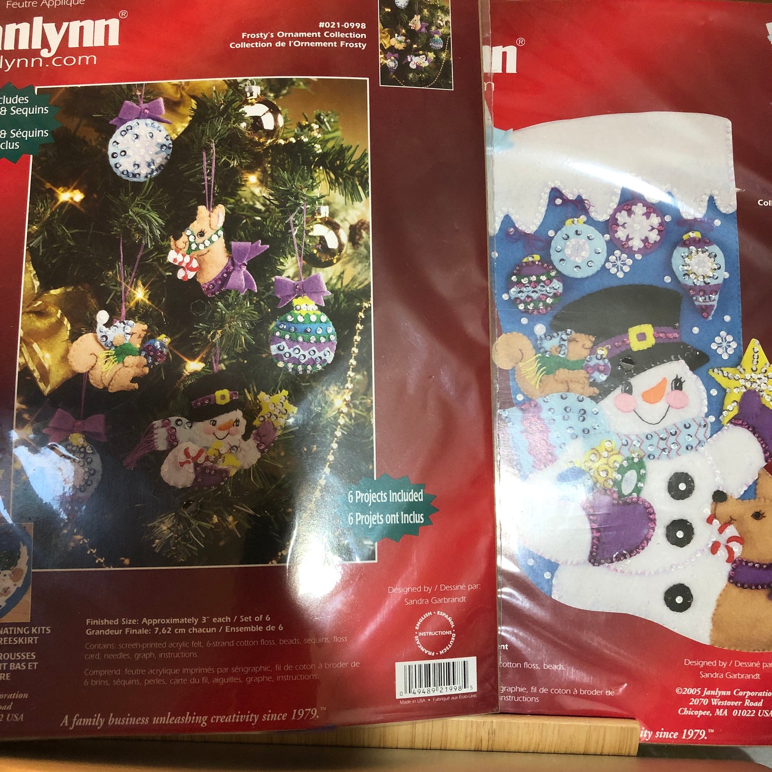 Janlynn, Set of 2, Frosty's Ornament Collection, Ornament and Stocking Felt Applique Kits*