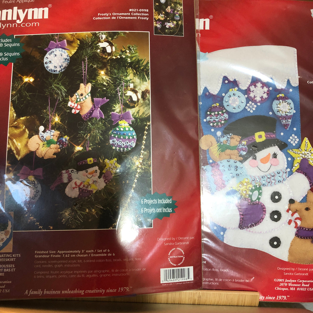 Janlynn, Set of 2, Frosty's Ornament Collection, Ornament and Stocking Felt Applique Kits*