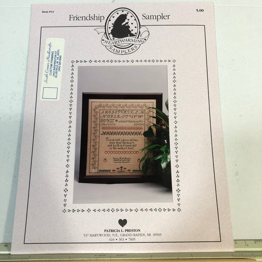 Heartwarming Samplers, Friendship Sampler, Patricia Preston, Item 14, Vintage 1993, Counted Cross Stitch Chart