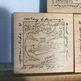 Inspirations, Rubber Stamp Blocks, Set of 3, May Blessings, May Hope Fill the window to my heart, 3 by 3 Inches