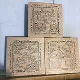 Inspirations, Rubber Stamp Blocks, Set of 3, May Blessings, May Hope Fill the window to my heart, 3 by 3 Inches